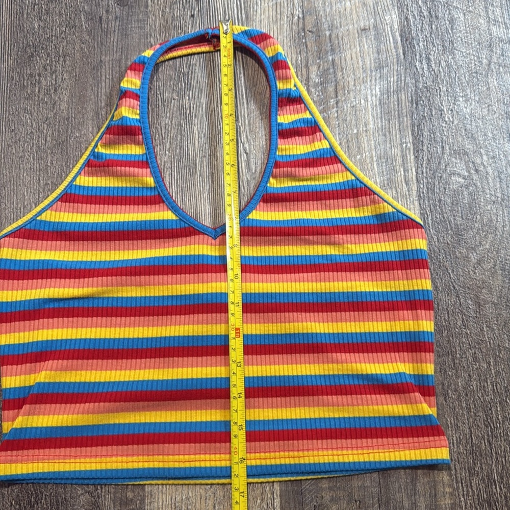 Rainbow Stripe Halter Crop Top New Pride - Picture 9 of 10